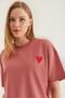 Crew Neck Short Sleeve Basic Tshirt Powder - 5