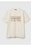 Men's Beige-Green 100% Cotton Frayed Effect Front Printed Relax Fit T-Shirt - 2