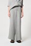 Gray Color Striped 100% Cotton Women's Loose Long Pants - 2