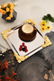 Alvio Stainless Square 4 Corner Yellow Flower Detailed Presentation Tray Silver 1 Piece - 2