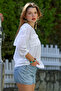 White Hooded Buttoned Long Sleeve Double Flap Pocket Washable Casual Woven Blouse 72 62 - 3