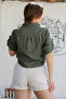 Khaki Shirt Collar Button Long Sleeve Tie Washed Casual Woven Shirt 58 51 - 8