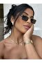 Retro Gold Slim Unisex Glasses - 2