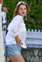 White Hooded Buttoned Long Sleeve Double Flap Pocket Washable Casual Woven Blouse 72 62 - 4