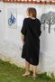 Black Shirt Collar Buttoned Long Sleeve Pocketed Washable Casual Muslin Woven Dress 118 62 - 9