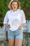White Hooded Buttoned Long Sleeve Double Flap Pocket Washable Casual Woven Blouse 72 62 - 2