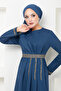 Indigo Evening Dress - Stone Embroidered Belt, Model 5029sl890-m - 4