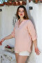 Powder Shirt Collar Buttoned Long Sleeve Washed Casual Muslin Woven Blouse 7065 0 - 4