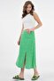 Green Floral Slit Detailed Midi Woven Skirt - 2