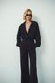 Noir - Oversize Fit Linen Black Shirt with Long Sleeves and Cuffs - 5