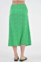 Green Floral Slit Detailed Midi Woven Skirt - 8
