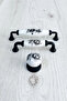Black Metal-Genuine Porcelain Black Flower Pattern 128 mm Furniture/Cabinet/Garment Closet/Cap/Kitchen Handle - 3