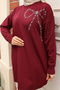 Women's Mercerized Bow and Stone Premium Quality Hijab Tunic - 4