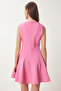 Flying Effect Mini Woven Dress Pink Lfk0004 - 6