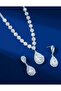 Dream White Necklace Earring Set 2'Li Invitation Wedding Engagement Evening Dress - 3