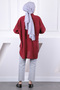 Burgundy Collar Stone Wire Pocket Oversize Shirt - 4