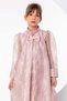 Girl's Bow Collar Detailed Sleeves Transparent Tulle Lined Chiffon Powder Dress - 4