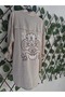 Organic Linen Back Detailed Embroidery Embroidered Loose Fit Shirt - 4