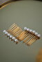 2-Piece Pearl Gold Comb Buckle, Engagement-Wedding-Wedding Hair Accessory 4cm - 5