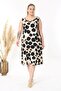 Women's Black Beige Speckle Patterned Straps Large Size Dress