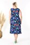 Women's Blue Pink Tiger Patterned Strappy Large Size Dress - 7