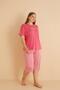 Fuchsia Bonjour Patterned Bamboo Capri Short Sleeve Oversize Pajama Set - 3
