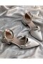 Stone-Embellished Satin Heeled Shoe with Bow