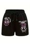 Graphic Printed Lace up Shorts, Casual Elastic Waist Shorts for Spring and Summer, Women's Clothing
