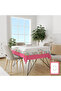 Easter Themed Pink Border Rabbit Pattern Printed Decorative Carefree Table Cloth