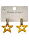 Two Color Star Figured Stone Detailed Steel Earrings (Pair) - 2