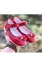 Girl's Babet Velcro Velcro Silver Bow Detail Slip-resistant Lightweight Sole Babet Red - 2