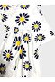 Girl's Cotton White Navy Blue Floral Patterned Short Sleeve Shorts Summer Pajama Set - 3
