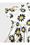 Girl's Cotton White Navy Blue Floral Patterned Short Sleeve Shorts Summer Pajama Set - 4