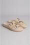 Seç 8043 Genuine Leather Stone Women's Slippers Beige Suede