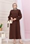 Luna Hijab Dress - Waist Belt, Brown - 2