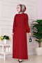 Rose Dress with Stone Detail on the Shoulder - Red