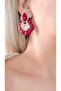 Gold Detailed Burgundy Stylish Earrings - 3