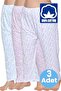Women's 100% Cotton Patterned Printed Elastic Long Pajamas Plain Long Johns Set of 3 - 8
