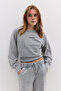 Faded Effect Slogan Sweatshirt