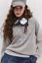 Faded Effect Slogan Sweatshirt - 2