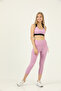Women's Capri Tights Set Lilac High Waist Recovery Double Pocket Bottom and Pad Supported Bustier 3054