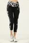 Women's Black and White High Waist Recovery Double Pocket Below the Knee Capri Leggings Capri 1056