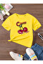 Cherry Printed T-Shirt for Girls with Crew Neck