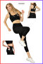 Women's Capri Tights Set Black High Waist Recovery Double Pocket Bottom and Pad Supported Bustier 3054 - 6