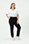 Clothing Women's Elastic Waist Large Size Mom Fit Pants Black - 3