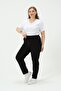 Clothing Women's Elastic Waist Large Size Mom Fit Pants Black - 4