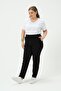 Clothing Women's Elastic Waist Large Size Mom Fit Pants Black - 2
