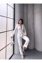 Gold Button Double Belt Two-Piece Blazer Set - 4