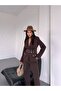 Gold Button Double Belt Two-Piece Blazer Set - 4