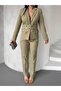 Gold Button Double Belt Two-Piece Blazer Set - 7